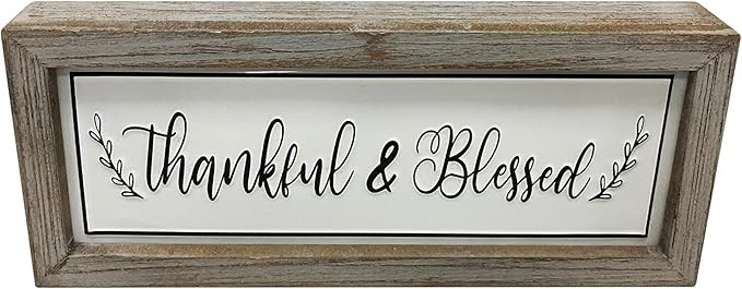Picfarce Rustic Thankful Blessd Wood Metal Signs, 12" x 5" Framed Enamel Wall Hanging Decor Art, ... | Amazon (US)