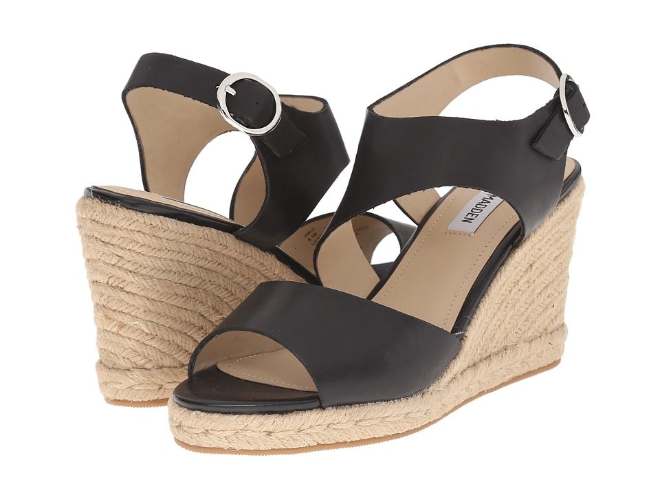 Steve Madden - Wavi (Black Leather) Women's Wedge Shoes | Zappos