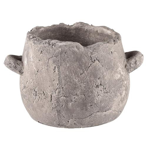 Roberta Industrial Loft Grey Terracotta Handled Decorative Table Vase | Kathy Kuo Home