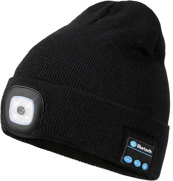 Wmcaps Bluetooth Beanie with a Light, Unisex USB Rechargeable 4 LED Fashlight Hat with Cordless H... | Amazon (US)
