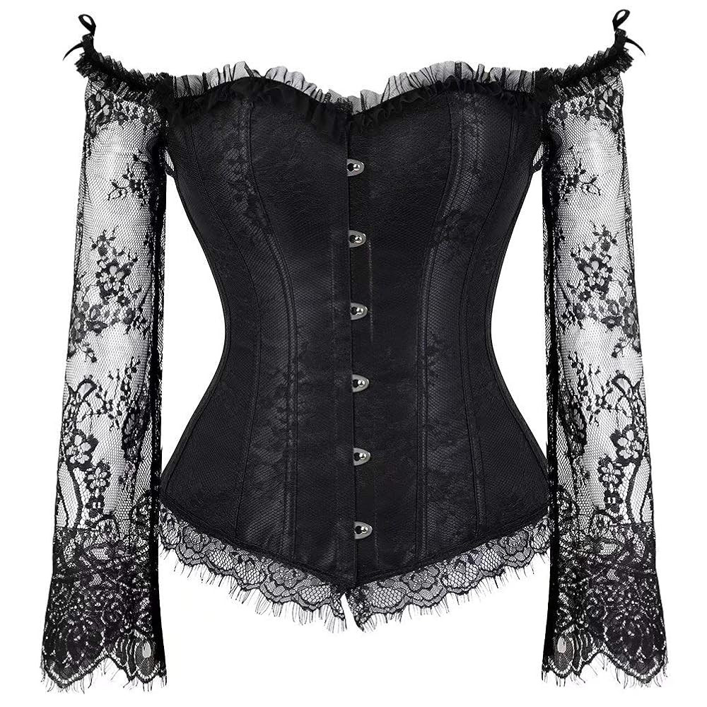Corset Tops for Women with Sleeves Bustier Tank Overlay Lace Floral Sexy Costumes | Amazon (US)