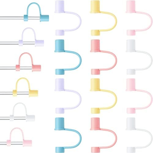 Youyole 12 Pieces Straw Covers Cap Silicone Straw Tips Cover Reusable Drinking Straw Tips Lids Du... | Amazon (US)