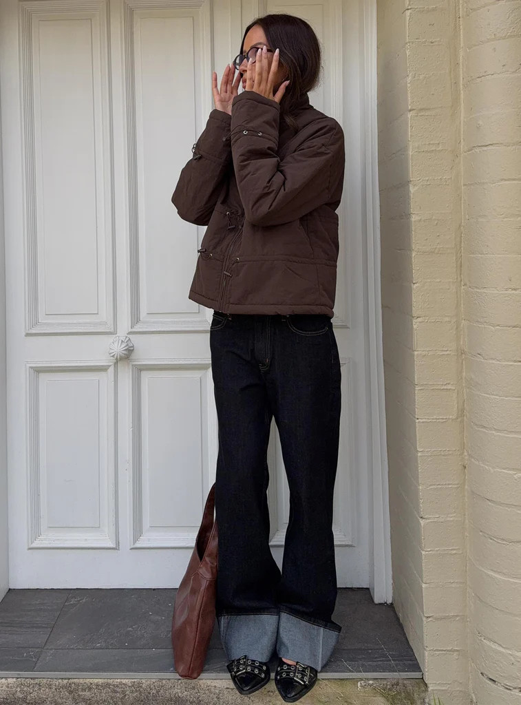 Top Model Low Rise Straight Leg Cuffed Jean Dark Denim | Princess Polly AU