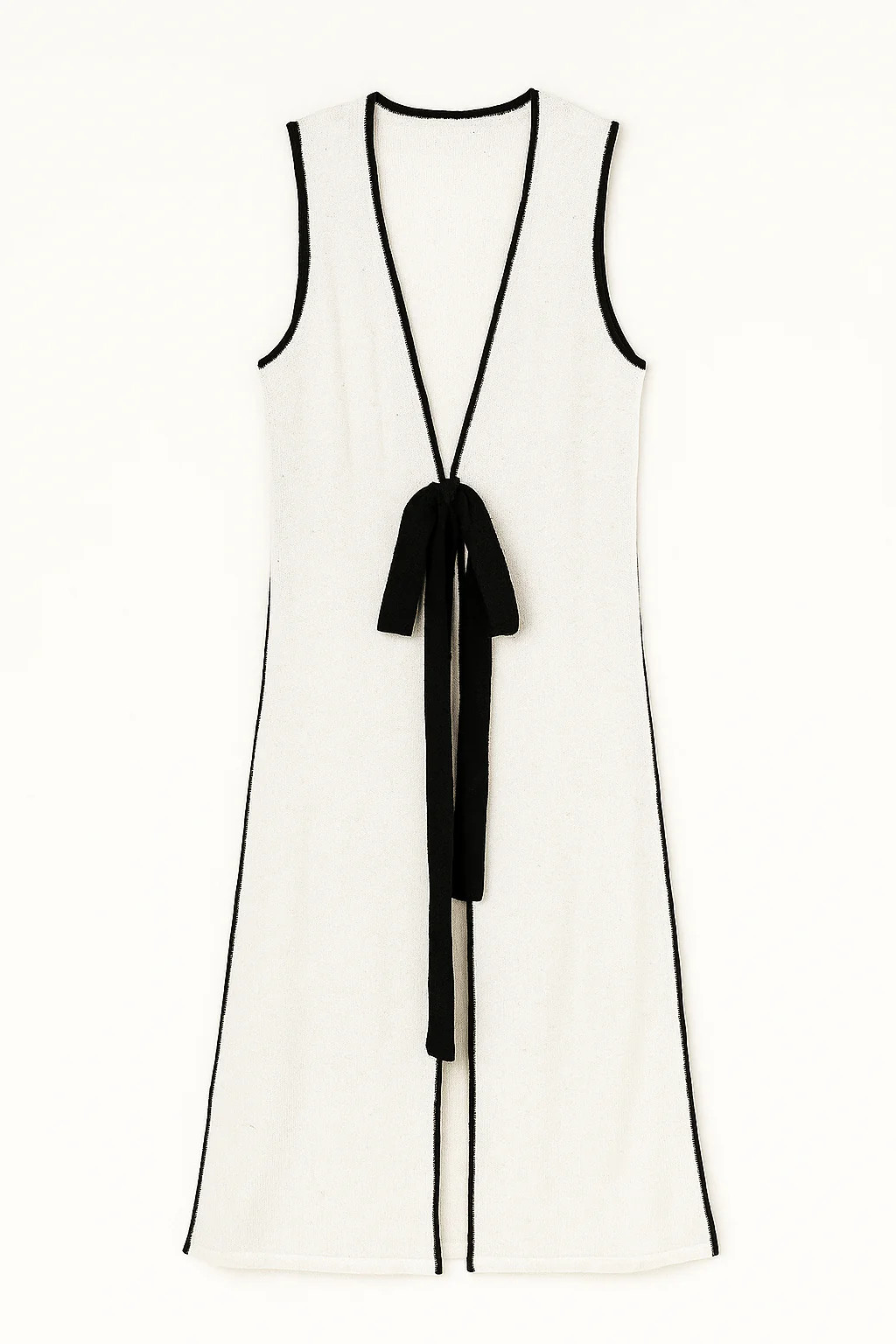 The Nova Contrast Tie Maxi Sleeveless Cardigan | MTT Collective