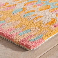 Paint Chip Abstract Hand Hooked Wool Area Rug in Pink/Blue/Orange | Wayfair North America