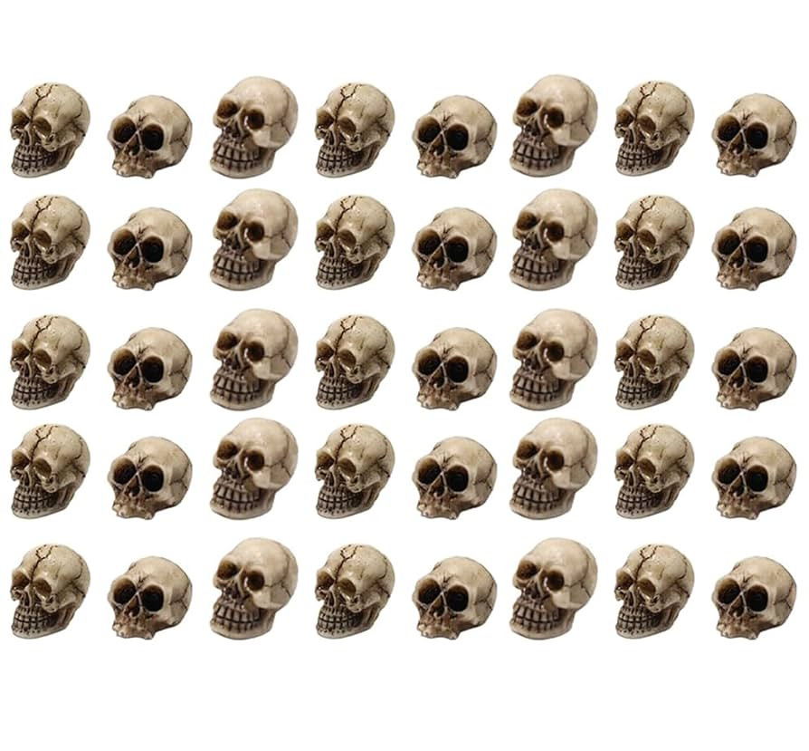 40Pcs Halloween Mini Skulls Miniature Skeleton Head Figurine for Halloween Decoration Crafts | Amazon (US)