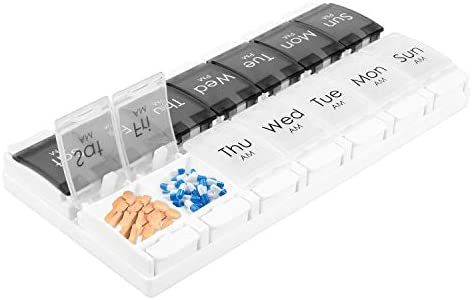 Amazon.com: 7 Day Pill Organizer 2 Times a Day - Weekly Medicine Dose Organizer Box, Vitamin Hold... | Amazon (US)