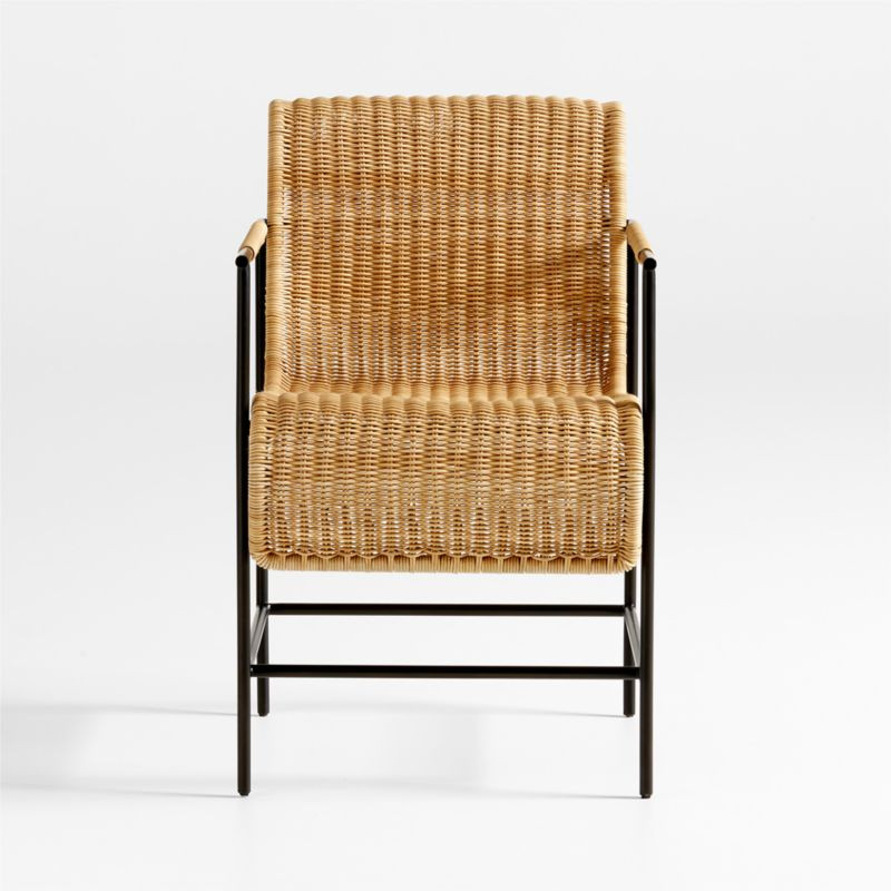 Alvar Black Rattan Dining Arm Chair | Crate & Barrel | Crate & Barrel