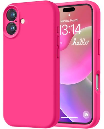 LOVE 3000 Designed for iPhone 16 Case, Premium Silicone with [Soft Anti-Scratch Microfiber Lining] Shockproof Protective Phone Case for Men Women Girls 6.1", Hot Pink | Amazon (US)