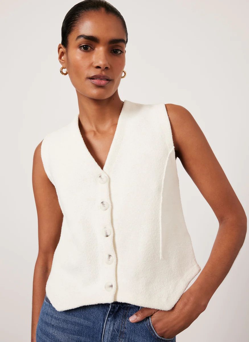 White Button Knit Waistcoat | Mint Velvet