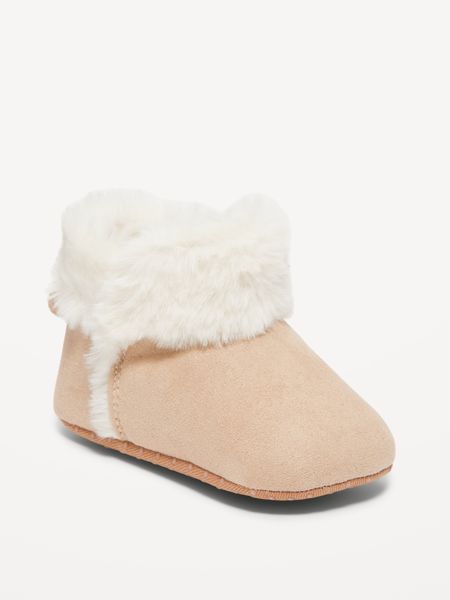 Faux-Suede Fold-Over Faux-Fur Booties for Baby | Old Navy (US)