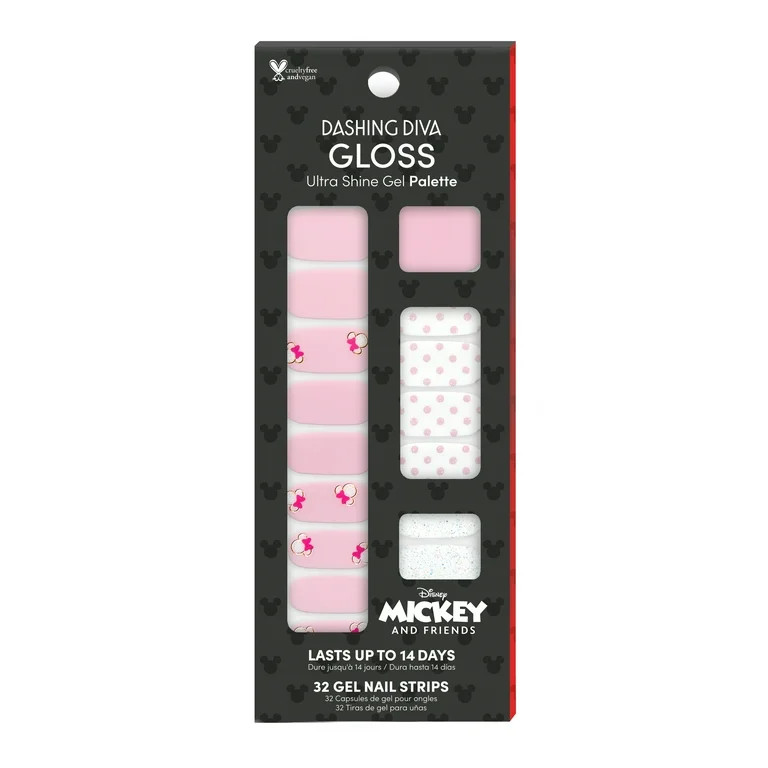Dashing Diva Gloss Palette Mickey Collection Nail Art, Minnie's Bow, 32 Gel Nail Strips - Walmart... | Walmart (US)
