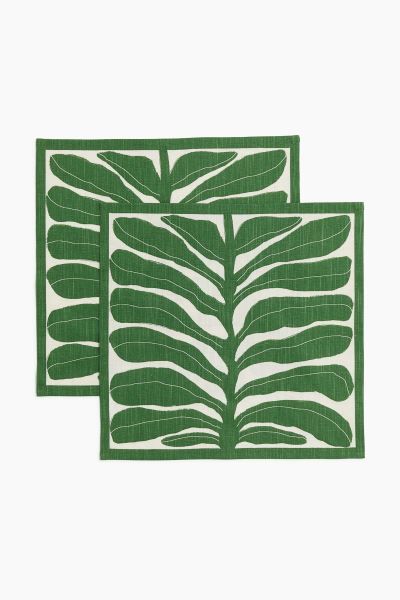 2-pack Leaf-print Napkins - Green/leaves - Home All | H&M US | H&M (US + CA)