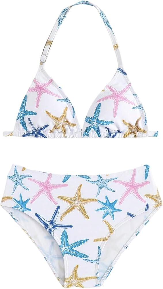 Verdusa Girl's 2 Piece Cute Bathing Suits Halter Backless Bikini Set Girls Swimsuits Triangle Bik... | Amazon (US)