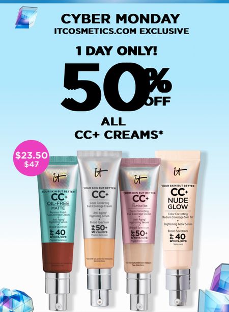 50% off! It cosmetics CC cream!

#LTKsalealert #LTKstyletip #LTKfindsunder50