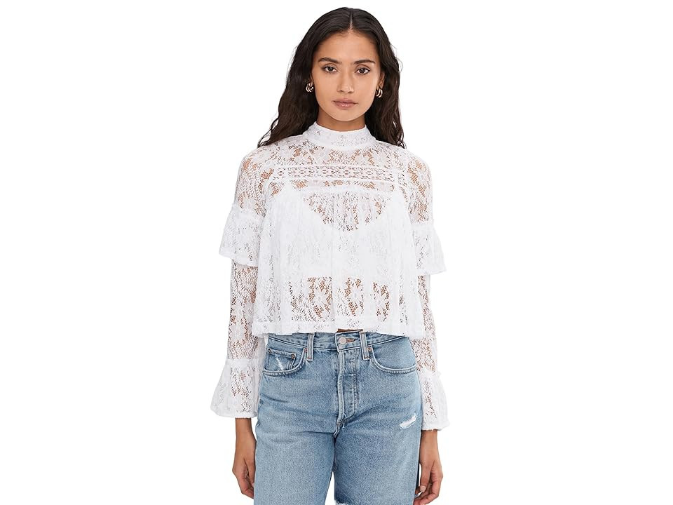 Free People Lilabeth Lace Top Women's Clothing Clean Ivory : XL (Women's 16), Nylon | Zappos