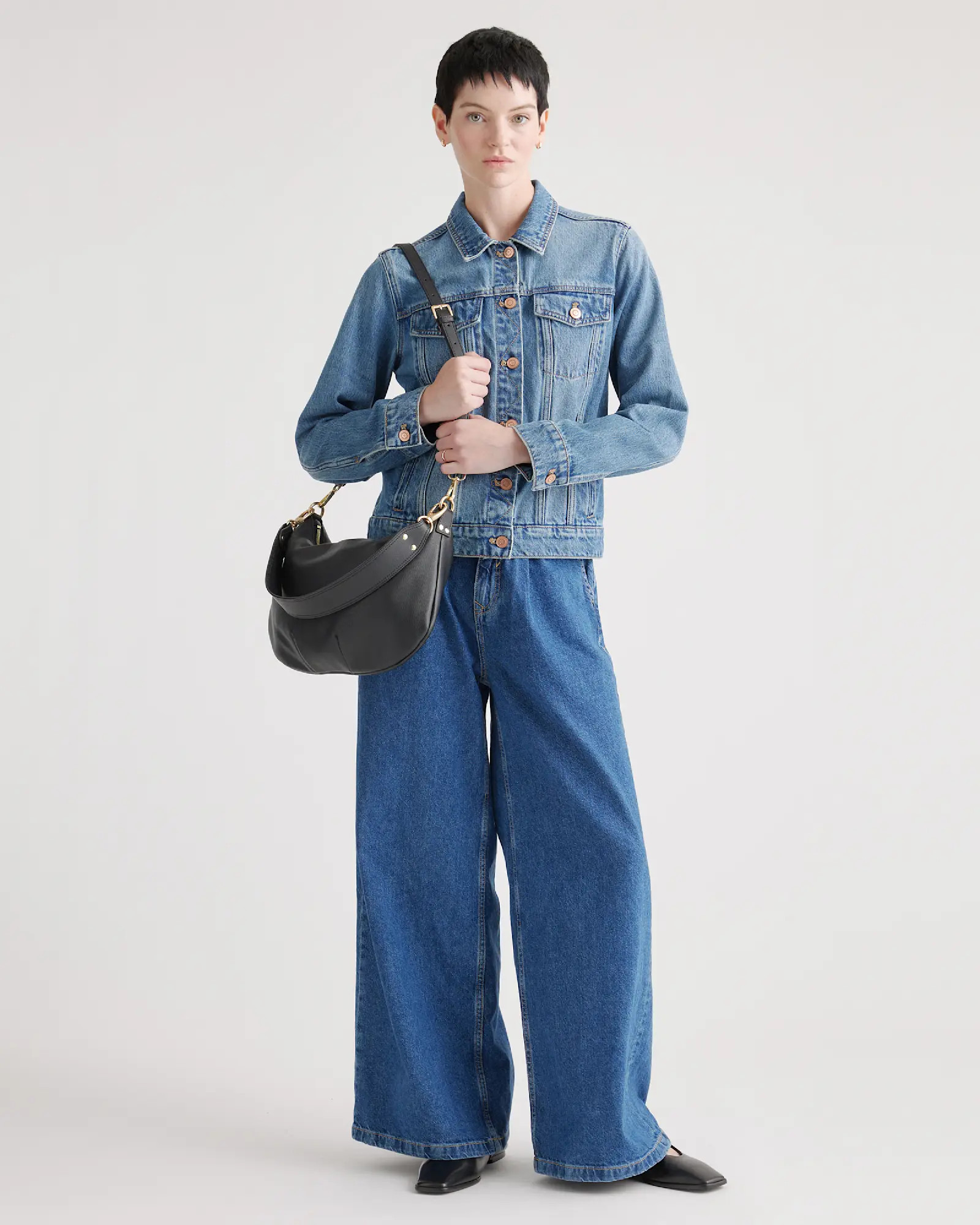 Italian Leather Convertible Crescent Shoulder Bag | Quince