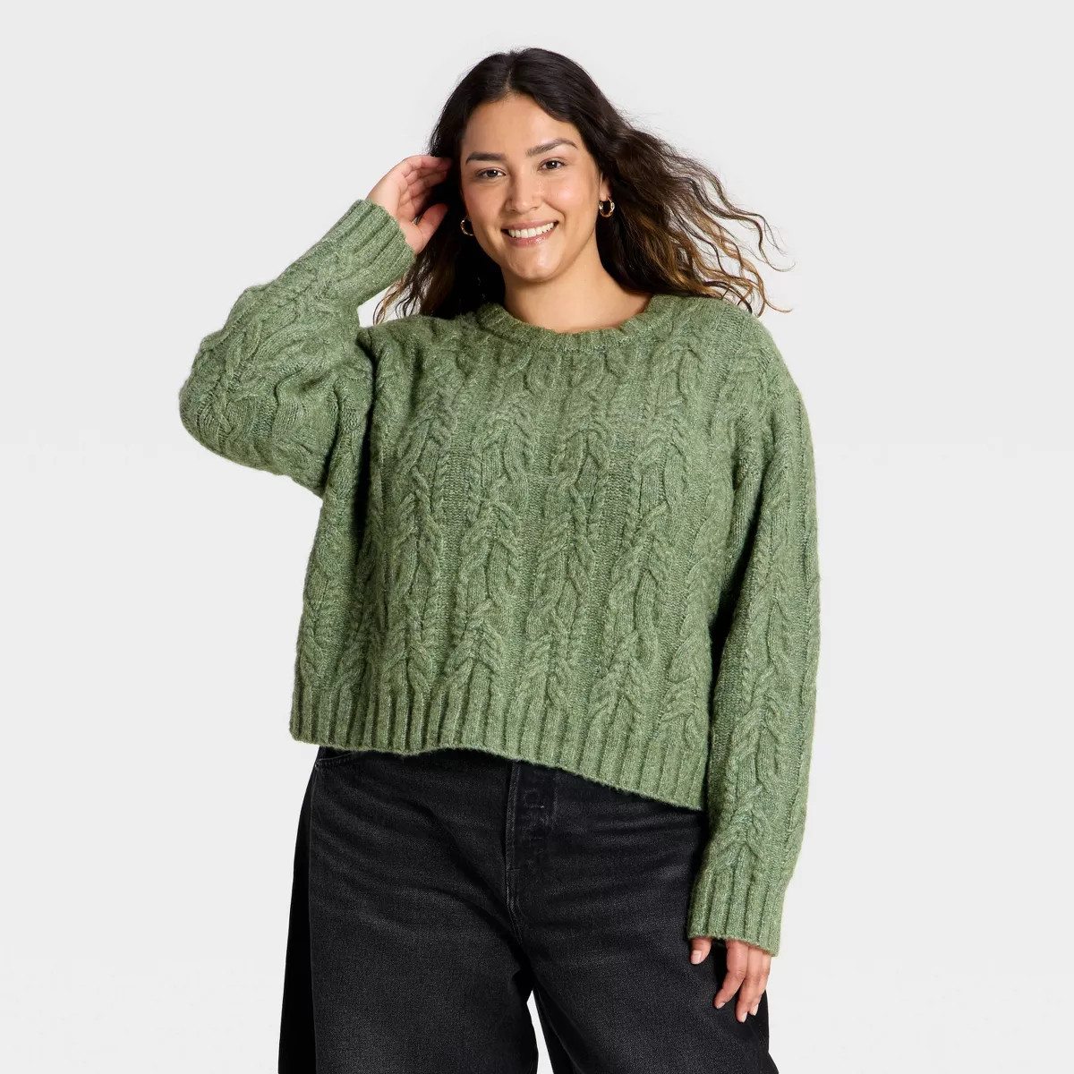 Women's Long Sleeve Cozy Cable Crewneck Pullover Sweater - Universal Thread™ | Target