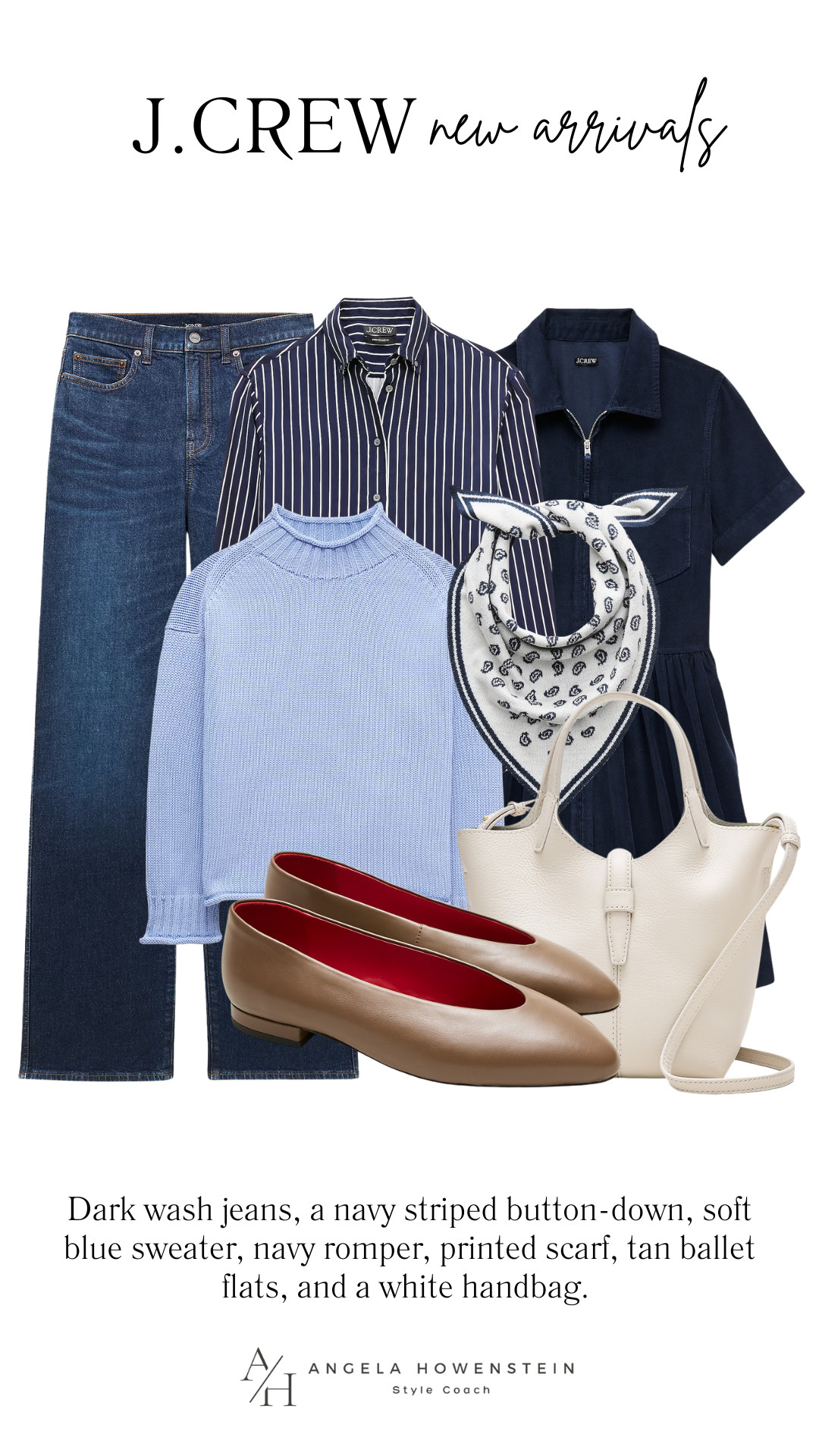 J.Crew new arrivals are looking GOOD! I’m loving these classic fall pieces—from dark denim and a striped button-down to the soft blue sweater, navy romper, scarf, ballet flats, and white bag. So many easy pieces to mix and match all season.

👩‍💻 LTK PRO TIPS
❤️ Heart = Support my posts ;-)
🔖 Save = Get sale & restock alerts for the things you love!
📋 Lists = Keep favorites organized (List ideas: Christmas, Birthdays, and Vacations!)
📲 Share = Send lists and products to a friend (or your daughters like me).
💬 Comment = Ask me anything, and I’ll answer. ;-) 

 #LTKootd #LTKSeasonal #LTKOver40
