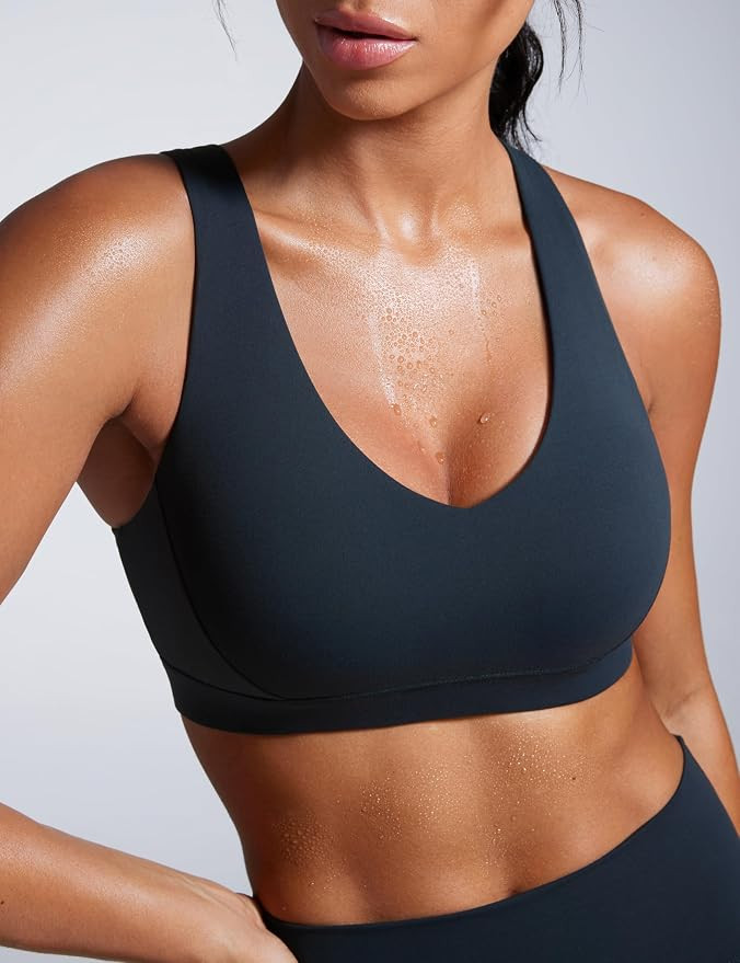 CRZ YOGA Womens Butterbreeze Criss Cross Back Sports Bra - V Neck Adjustable Straps Padded Wirele... | Amazon (US)