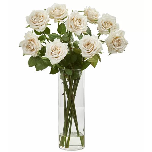 Artificial Roses Floral Arrangement in Vase | Wayfair North America