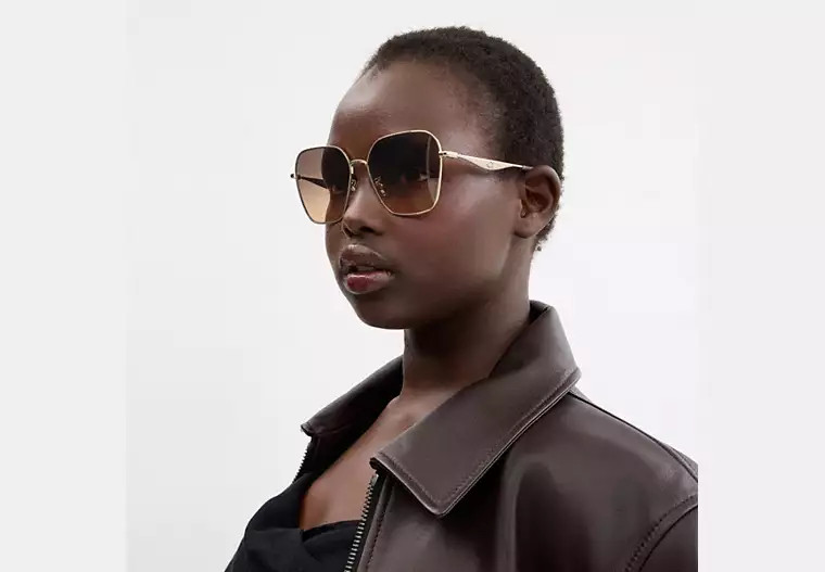 C Hardware Metal Oversized Square Sunglasses | Coach (US)
