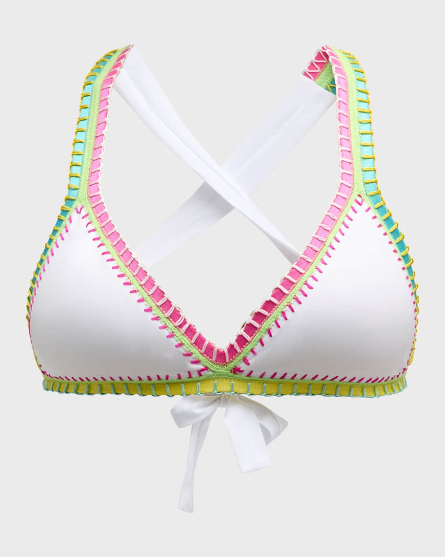Crochet-Trim Triangle Bikini Top | Neiman Marcus