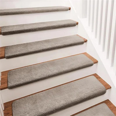 Carpet Stair Treads Ultra Plush Soft Bullnose Indoor Stair Protectors Pet Friendly Non-Slip Skid Resistant Tape Free Washable Reusable | Wayfair North America