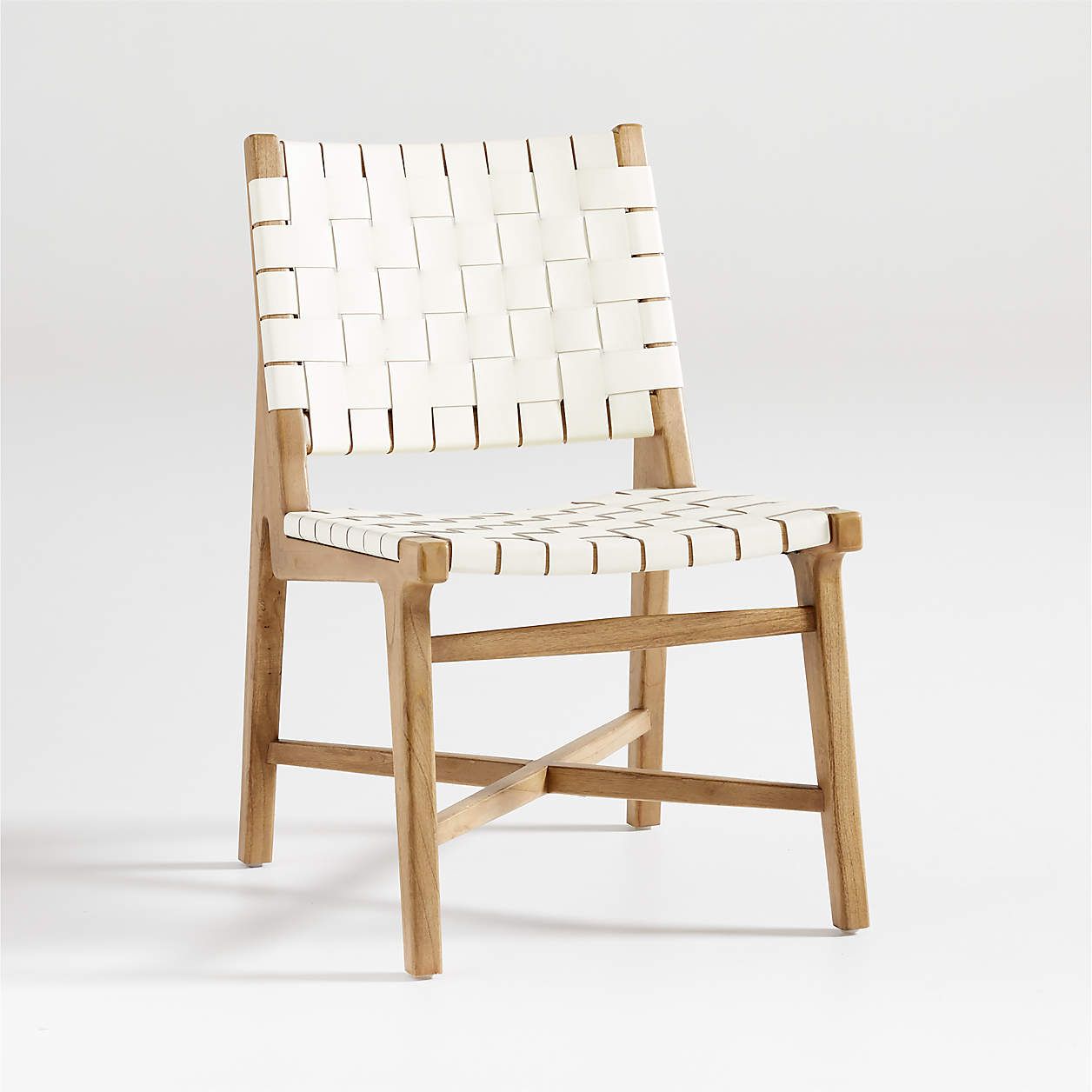 Taj White Woven Leather Dining Chair | Crate & Barrel | Crate & Barrel