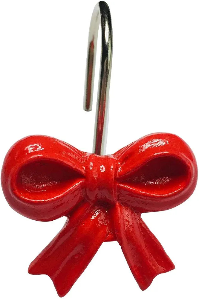 Twofishes Home Fashion Xmas Red Gifst Bows Shower Curtain Rins Pack of 12 Decorative Rust Proof X... | Amazon (US)