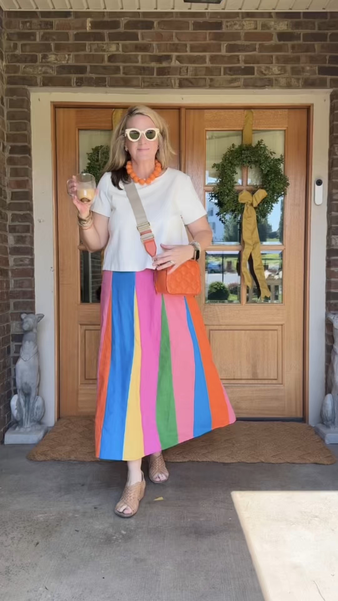 Happiness you can wear! The perfect colorful skirt! Runs TTS, such great quality! Over 40 style , elevated casual style, 

#LTKOver40 #LTKSaleAlert
