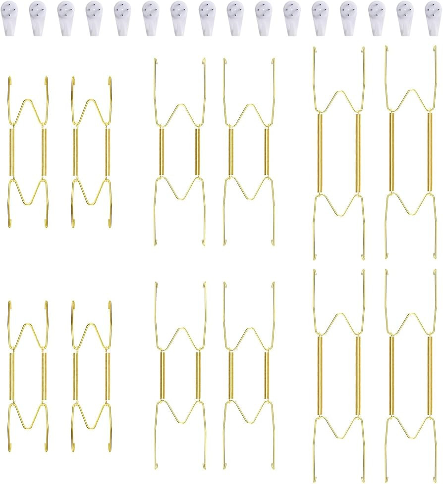 12 Pack Plate Hangers, 6 8 10 Inch Wall Plate Hangers and 16 Pack Wall Hooks, Compatible 6 to 10.... | Amazon (US)