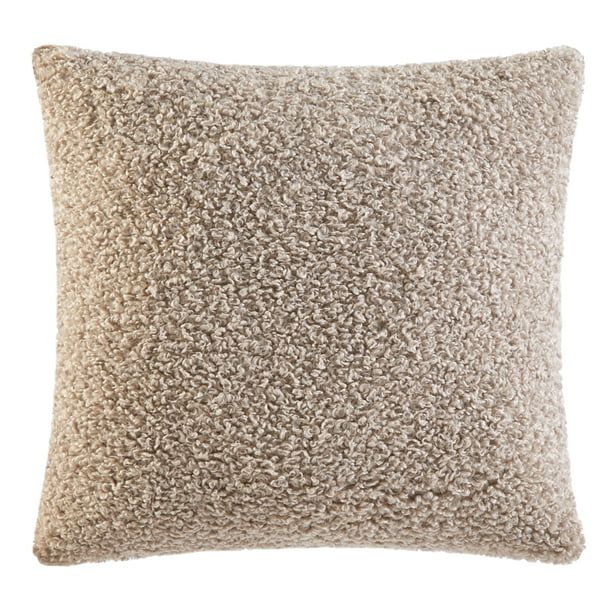 Better Homes & Gardens Teddy Plush Throw Pillow, 20 x 20, Oatmeal - Walmart.com | Walmart (US)