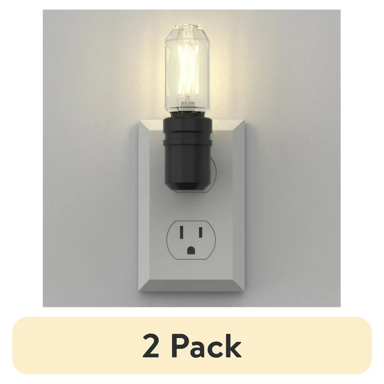 (2 pack) Better Homes & Gardens 4.25" Vintage LED Night Light, Soft White, Dusk to Dawn Auto ON/O... | Walmart (US)