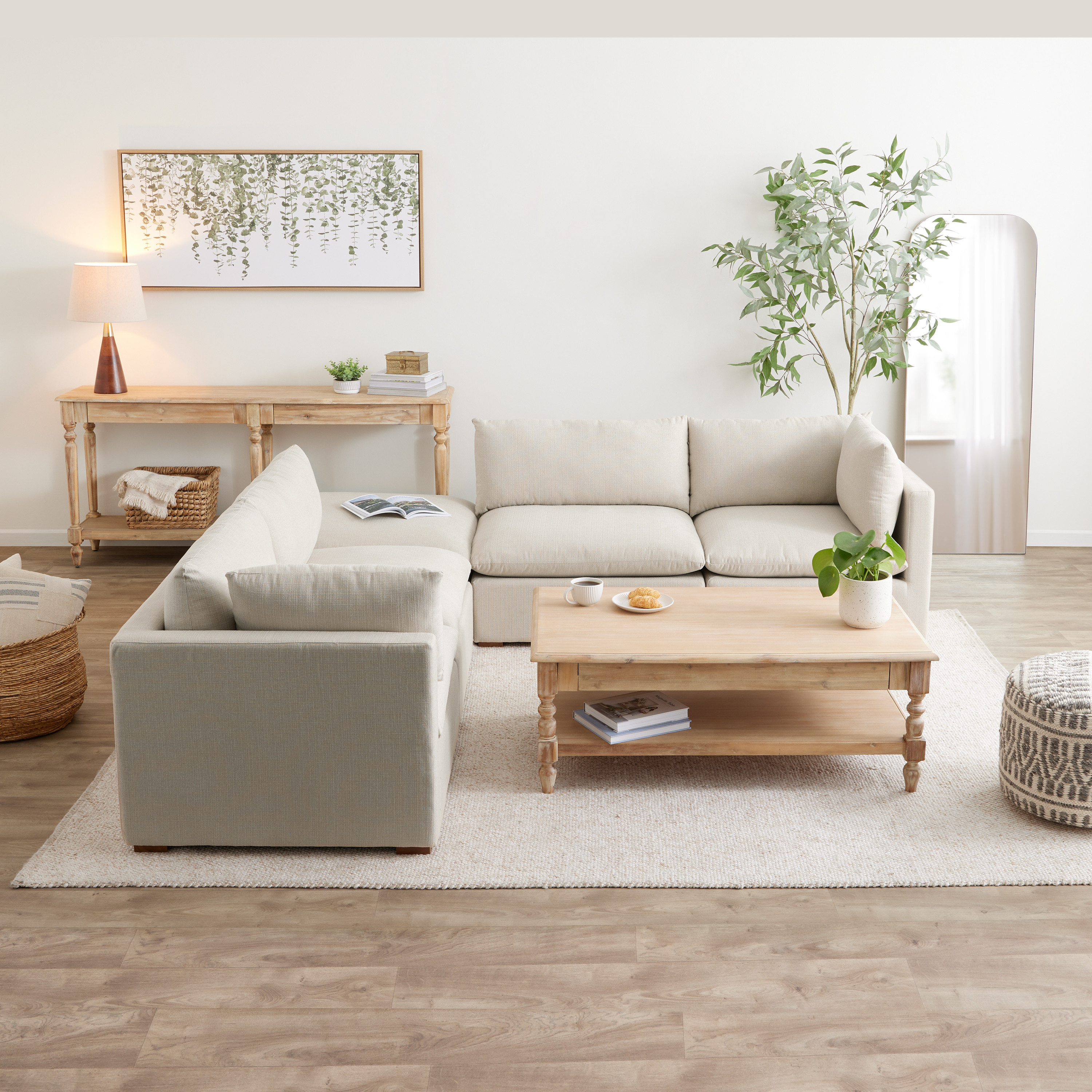 Weston Sand Pillow Top 5 Piece Corner Modular Sectional Sofa | World Market