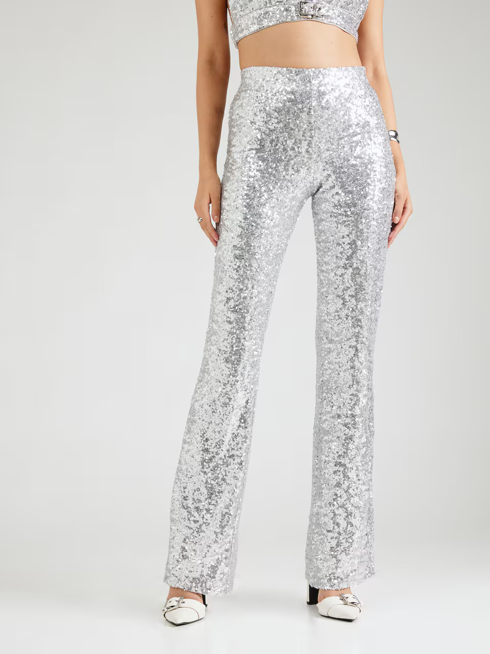 Hoermanseder x About You Flared Broek in Zilver | ABOUT YOU | ABOUT YOU NL