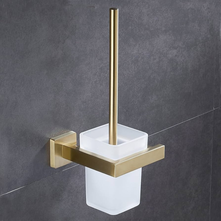 Toilet Brush with Holder Wall Mounted Brushed Gold, NEWRAIN Modern Bathroom Toilet Brush with Hol... | Amazon (US)
