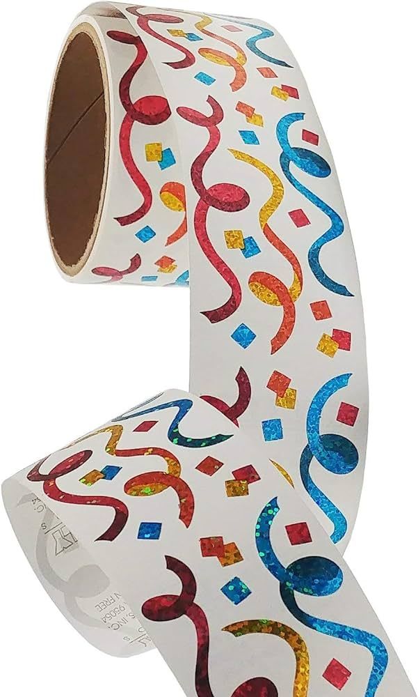 JILLSON & ROBERTS Bulk Roll Prismatic Stickers, Streamers/Confetti/Multicolor - 50 Repeats | Amazon (US)