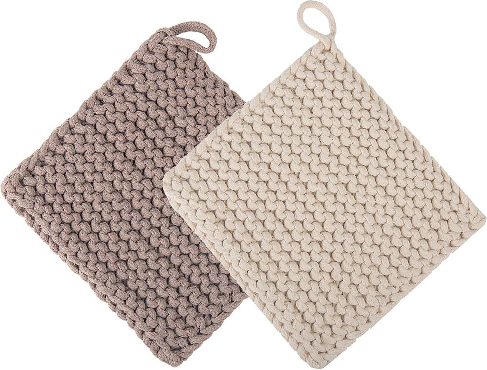 Eiyye Thick Crocheted Pot Holders, Handmade Hot Pads Crocheted Trivets for Kitchen hot Dishes(2-P... | Amazon (US)