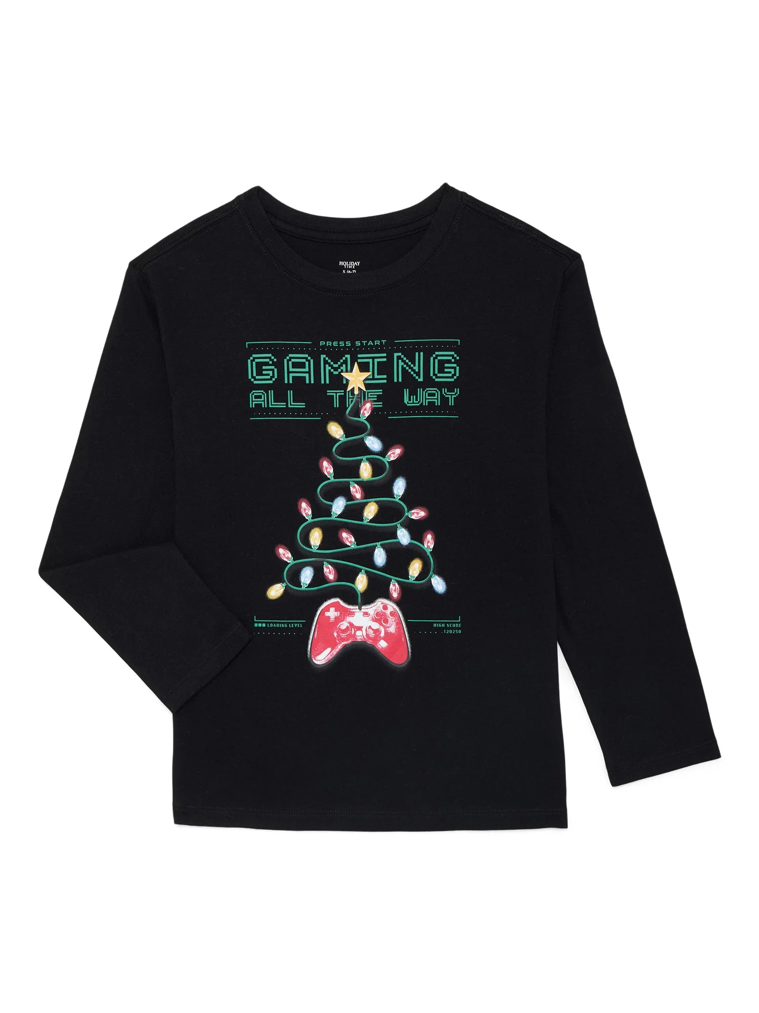 Holiday Time Boys Christmas Long Sleeve Graphic T-Shirt, Sizes 4-18 | Walmart (US)