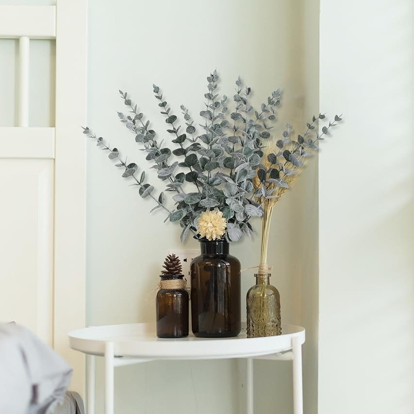 FUNARTY 15pcs Artificial Eucalyptus Stems Decoration 18" Tall Faux Eucalyptus Stems Bulk for Wedding | Amazon (US)