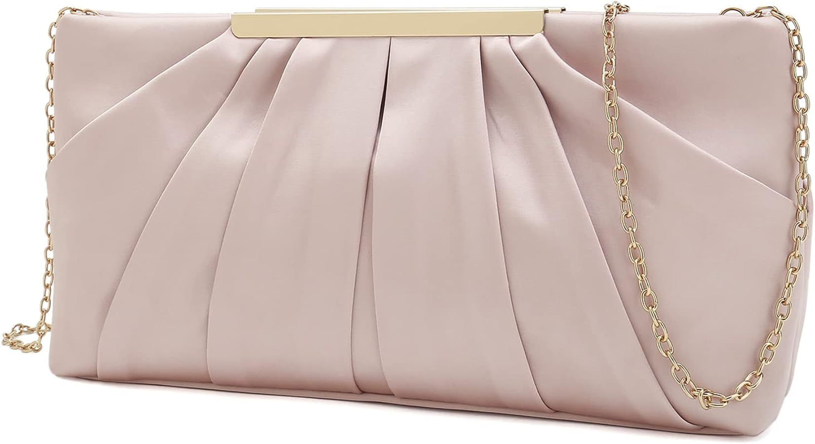 CHARMING TAILOR Clutch Evening Bag Elegant Pleated Satin Formal Handbag Simple Classy Purse for W... | Amazon (US)