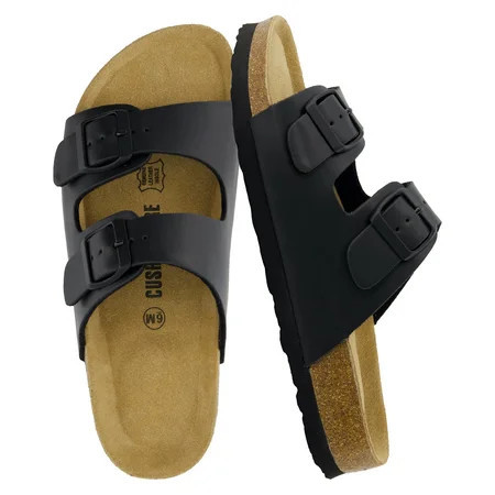 Cushionaire Lane Cork Footbed Sandals for Women – Comfortable Double Buckle Slip-On with Genuine Suede Footbed & Arch Support Slides for Women Footwear | Walmart (US)
