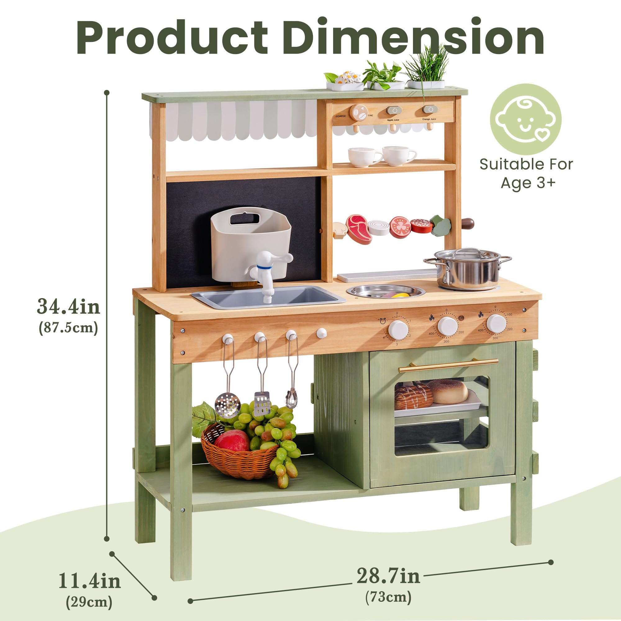 ROBOTIME Mud Kitchen for Kids, Outdoor Wooden Playset with Mud Kitchen, Sink, BBQ Grill, Coffee M... | Amazon (US)