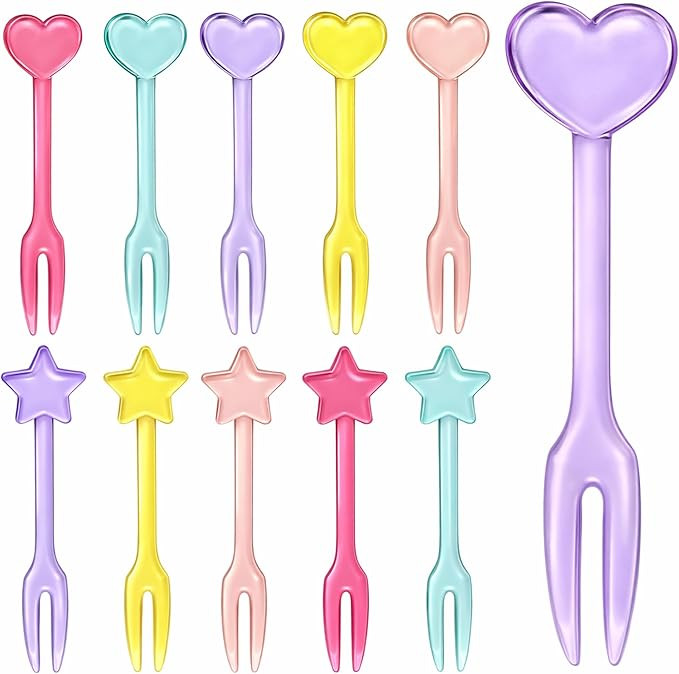 GET FRESH 30 Forks for Kids - Fruit Picks, Bento Box Picks, Reusable Mini Toothpick Sticks, Heart... | Amazon (US)