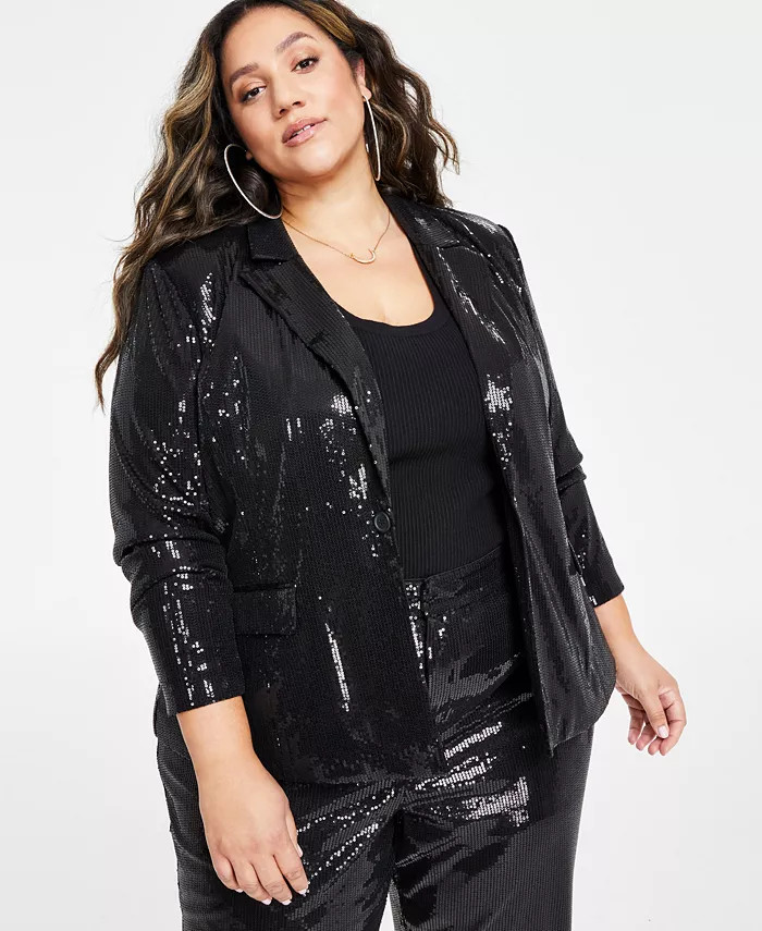 Trendy Plus Size Trendy Plus Size Sequined Blazer | Macy's