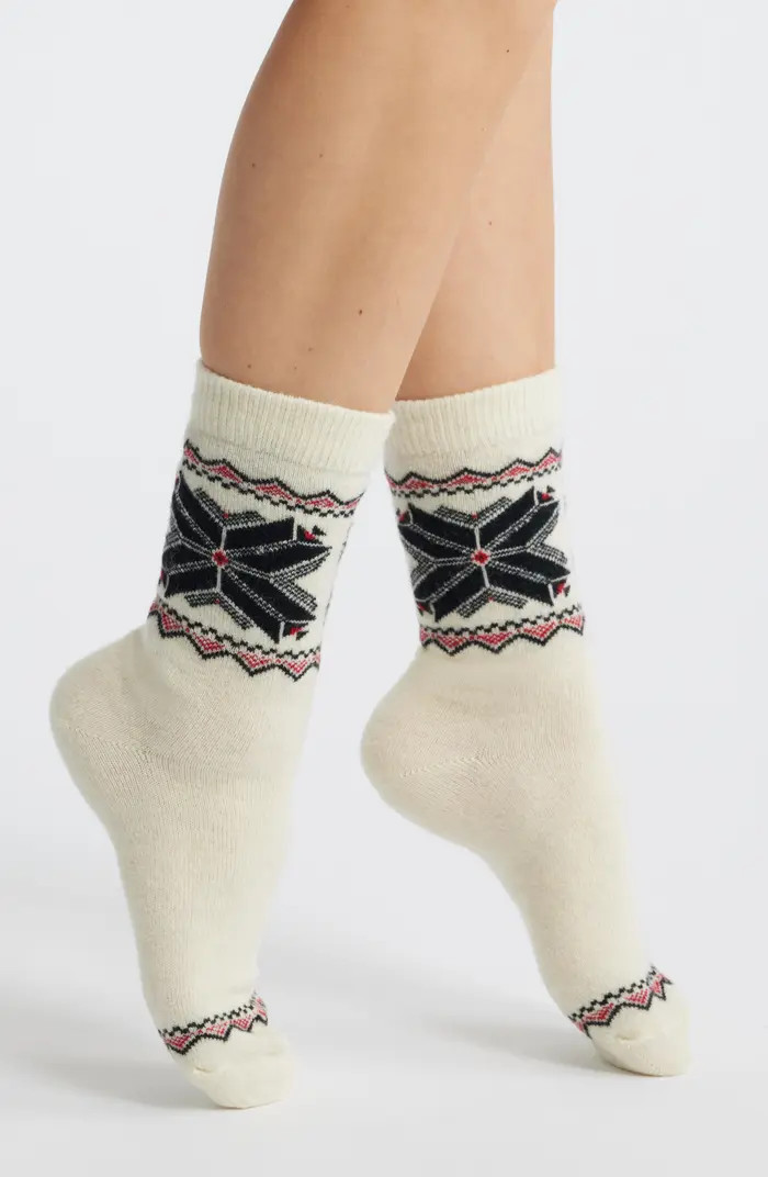 Snowflake Border Crew Socks | Nordstrom