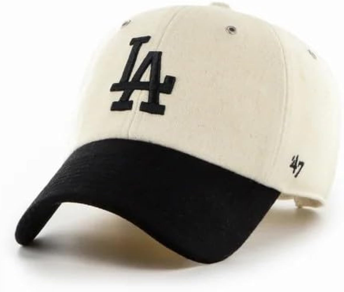 47 Brand LA Dodgers Baseball Cap, Clean Up Style, Off White and Black | Amazon (US)