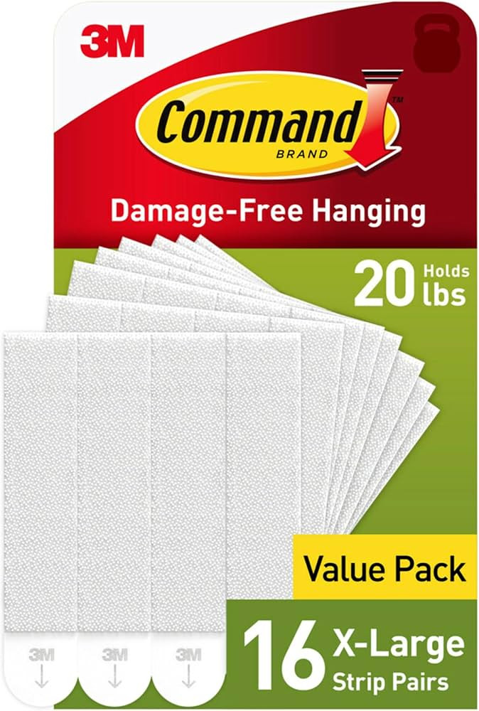 Command 20 lb X-Large Picture Hanging Strips, 16 Pairs White Command Strips Heavy Duty Picture Ha... | Amazon (US)