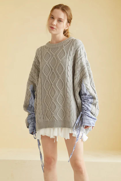 Sadie Shirt Combo Knit Pullover | Storets (Global)
